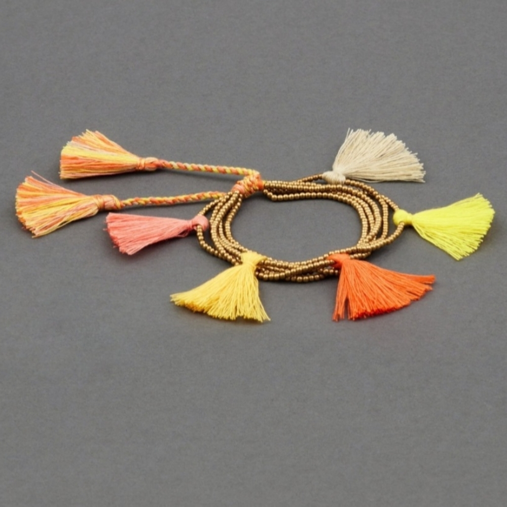 NWT Lucky Brand Boho Beaded Tassel Bracelet